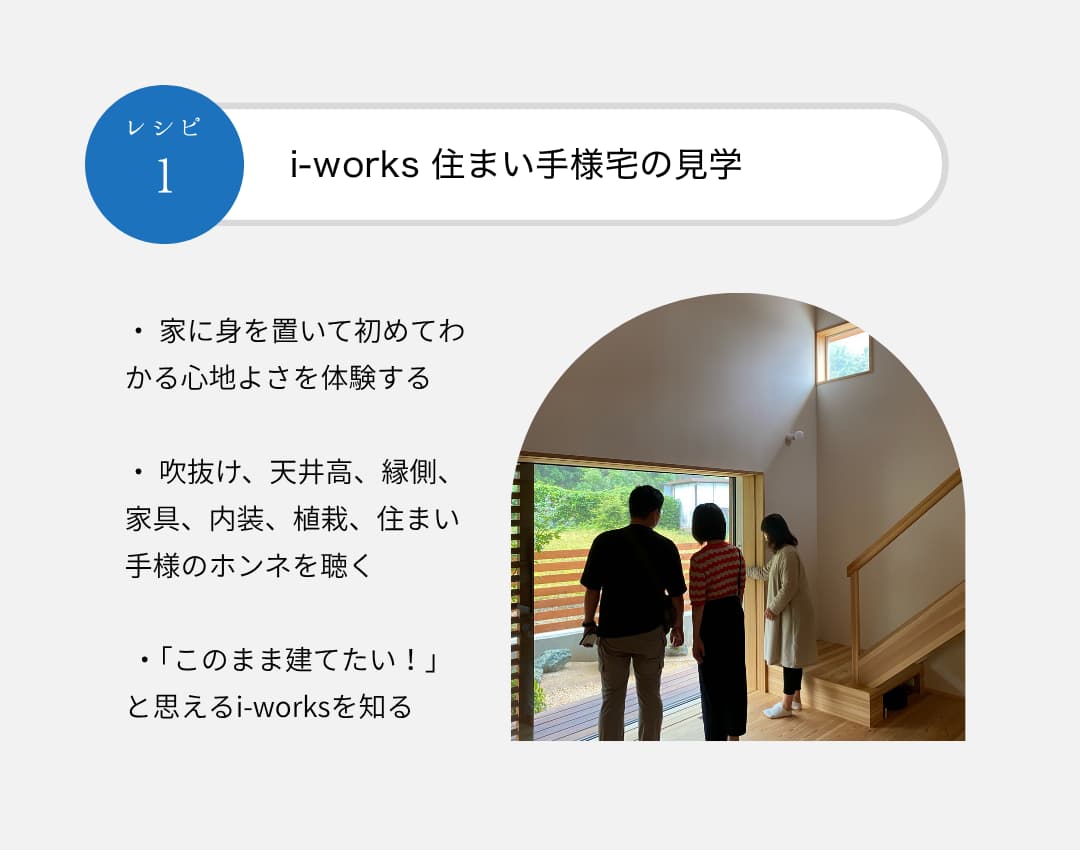 家に身を置いて初めてわかる心地良さを体験する、住まい手様のホンネを聴く、建てたいと思えるi-worksを知る