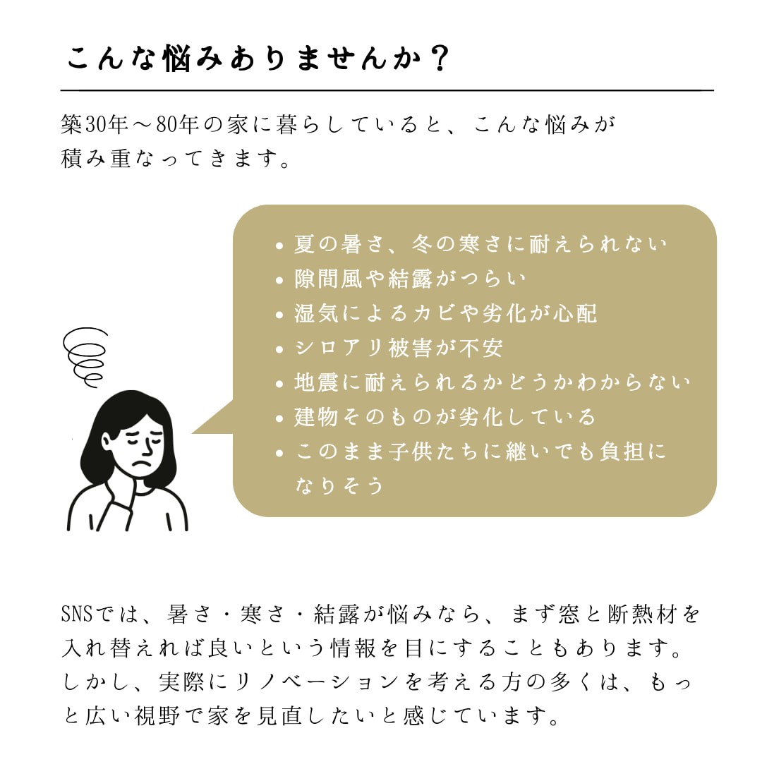 築30年から80年の家に暮らしていると悩みが積み重なっていく